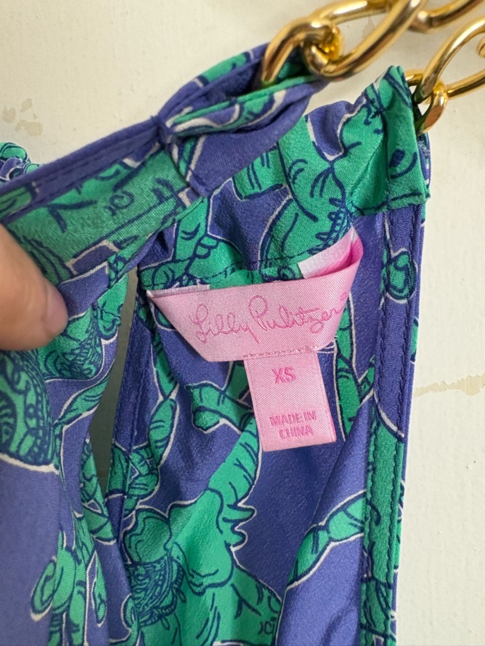 Lilly Pulitzer Silk Elephant Print Chain Strap Top - Picture 5 of 14